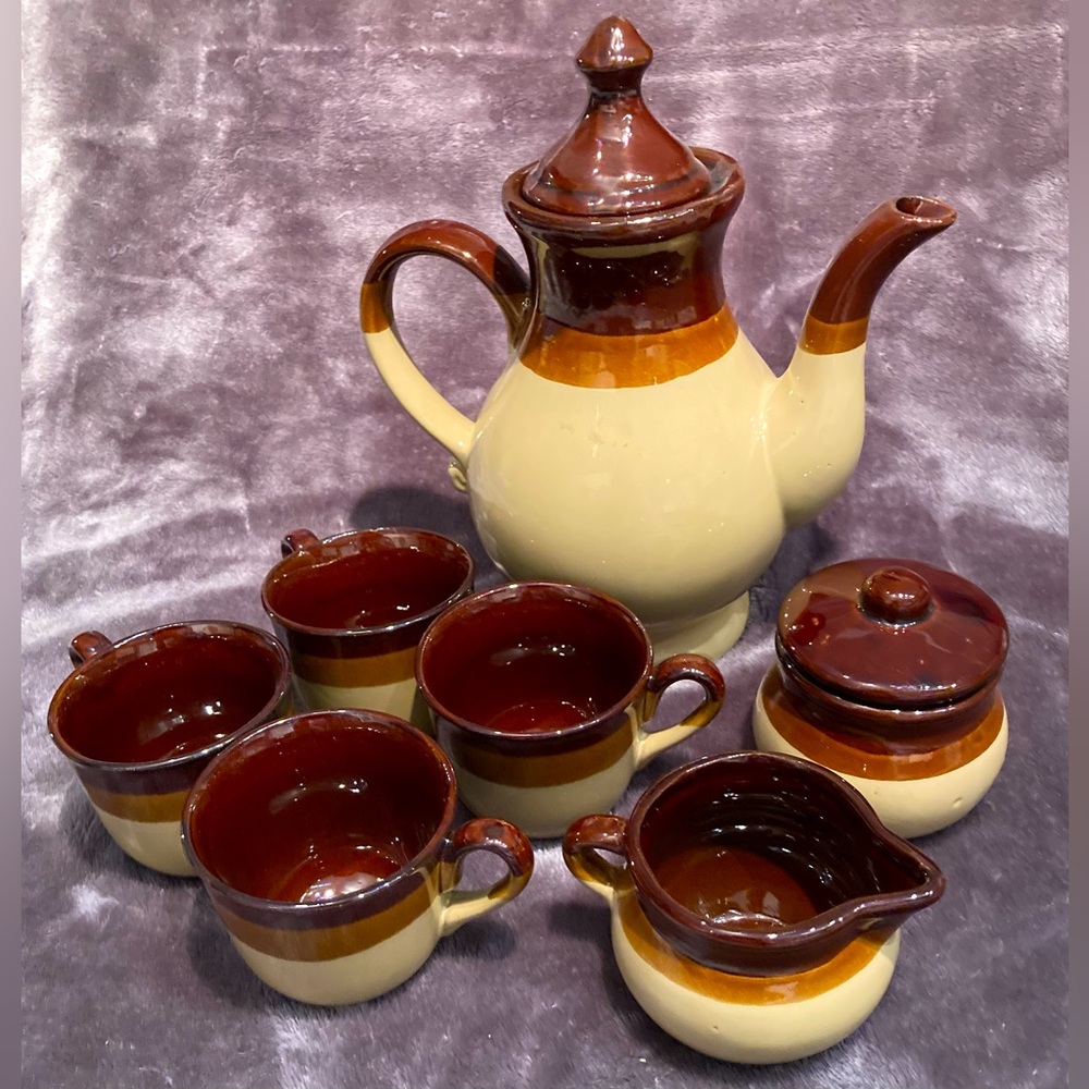 Vintage Glazed 3 Tone 7 pc Tea set